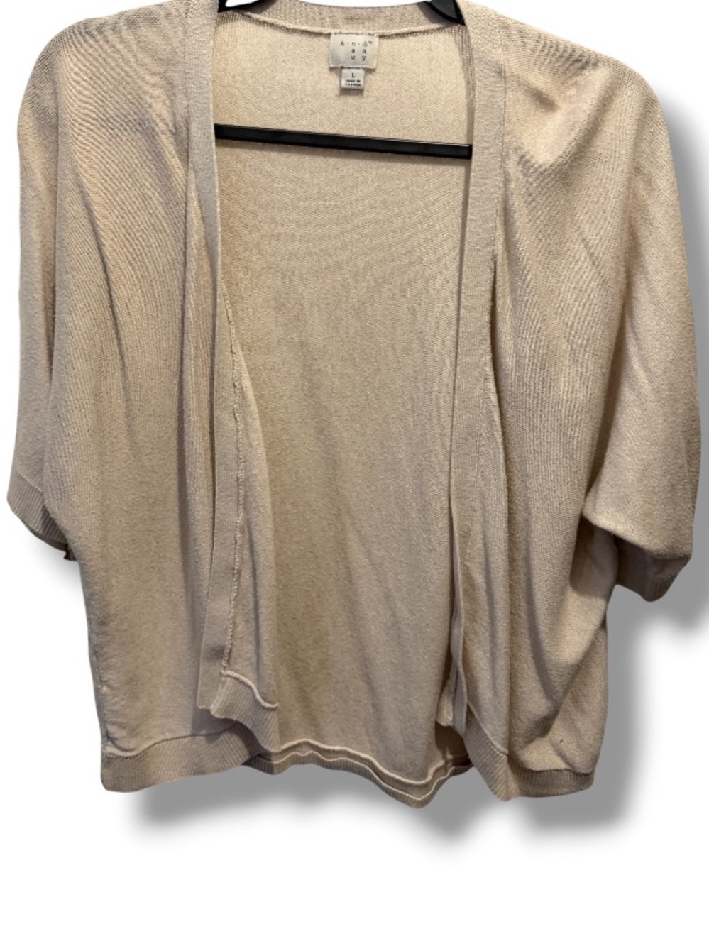 A New Day Women’s Open Front Beige Short Sleeve Cardigan Sweater Shrug